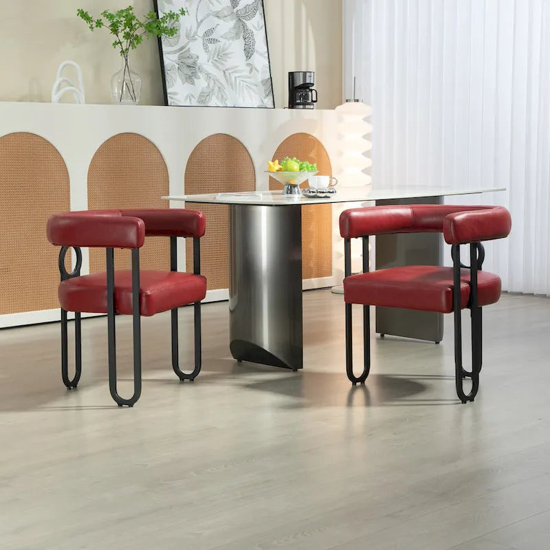 Lot de 2 chaises d'appoint rembourrées au design contemporain