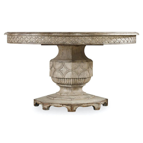 Table à manger de ferme ronde de luxe vintage de 54 po | Bois massif | Peut accueillir 4-6 personnes