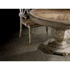 Table à manger de ferme ronde de luxe vintage de 54 po | Bois massif | Peut accueillir 4-6 personnes