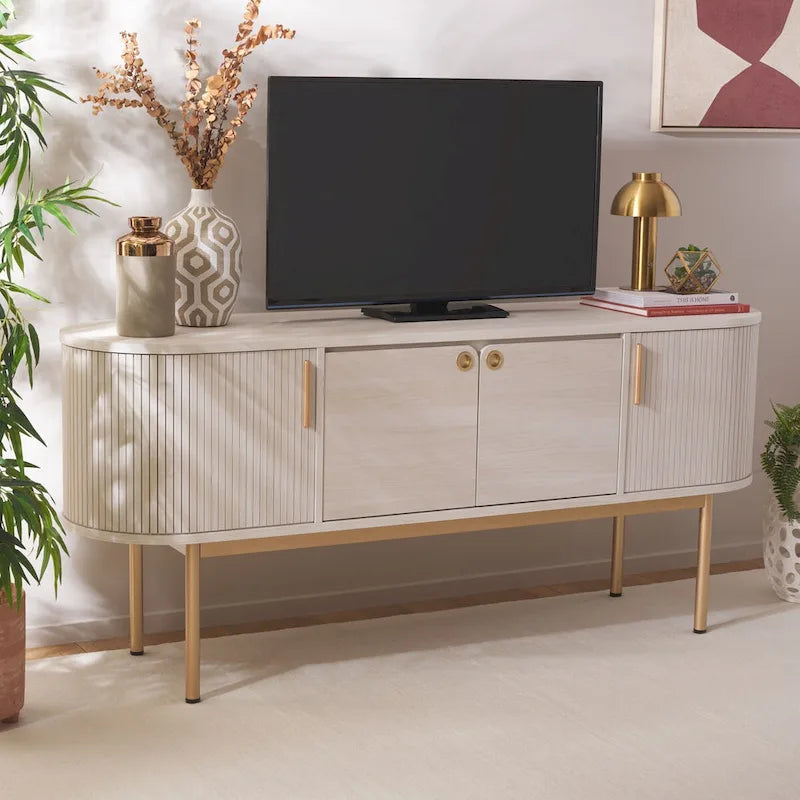 Buffet à 4 portes et meuble TV | 180 cm (L) x 46 cm (P) x 81 cm (H) | Rangement pour salon